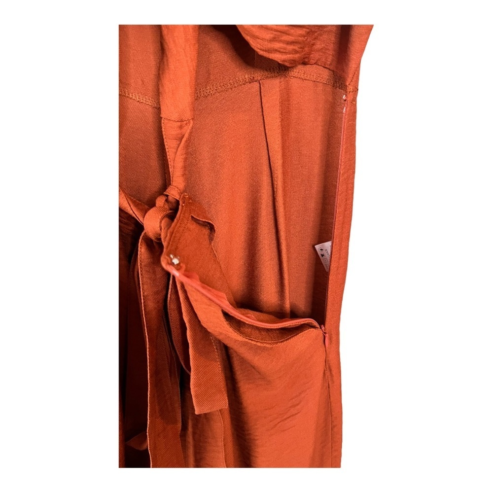 Le Lis Boutique Burnt Orange Cutout Tie Knot Wide Leg Jumpsuit Size Large - Picture 5 of 14